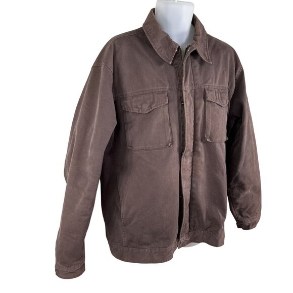 Aigle Brown XXL Duck Canvas Chore Jacket Barn Workwear Ranch Hiking Trekking - Picture 8 of 16